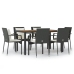 Set de comedor de jardín 7 pzas y cojines ratán sintético negro