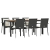 Set de comedor de jardín 7 pzas y cojines ratán sintético negro