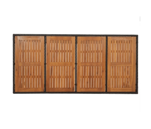 Set de comedor de jardín 7 pzas y cojines ratán sintético negro