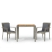 Set comedor de jardín 3 piezas con cojines ratán sintético gris