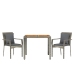 Set comedor de jardín 3 piezas con cojines ratán sintético gris