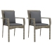 Set comedor de jardín 3 piezas con cojines ratán sintético gris