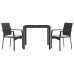 Set comedor de jardín 3 pzas con cojines ratán sintético negro