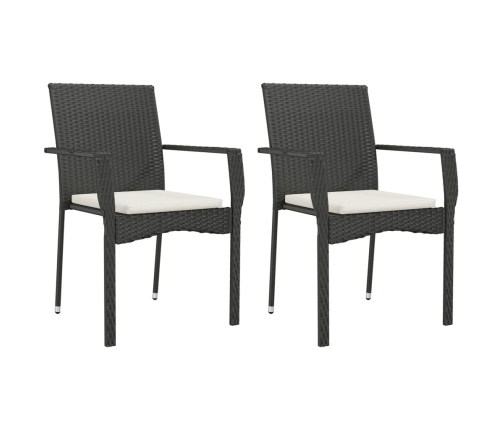 Set comedor de jardín 3 pzas con cojines ratán sintético negro