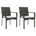 Set comedor de jardín 3 pzas con cojines ratán sintético negro