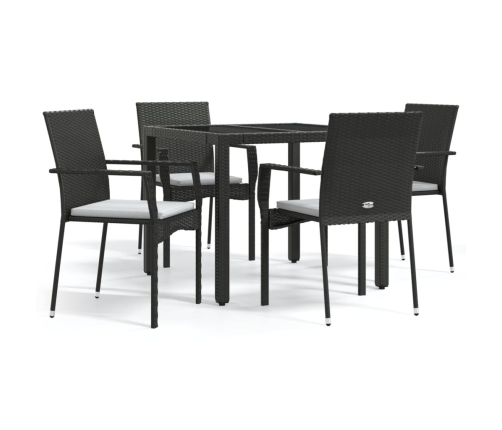Set de muebles jardín 5 pzas con cojines ratán sintético negro