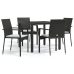 Set de muebles jardín 5 pzas con cojines ratán sintético negro