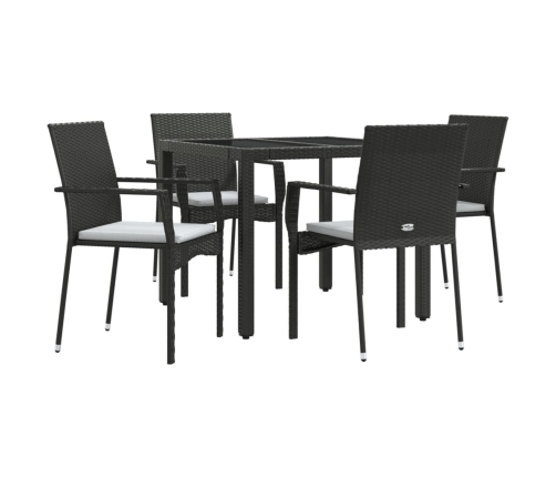 Set de muebles jardín 5 pzas con cojines ratán sintético negro