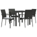 Set de muebles jardín 5 pzas con cojines ratán sintético negro
