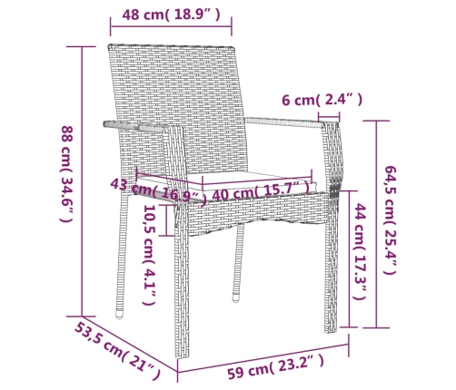 Set de muebles jardín 5 pzas con cojines ratán sintético negro