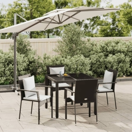 Set de muebles jardín 5 pzas con cojines ratán sintético negro