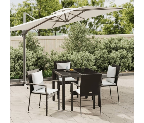 Set de muebles jardín 5 pzas con cojines ratán sintético negro