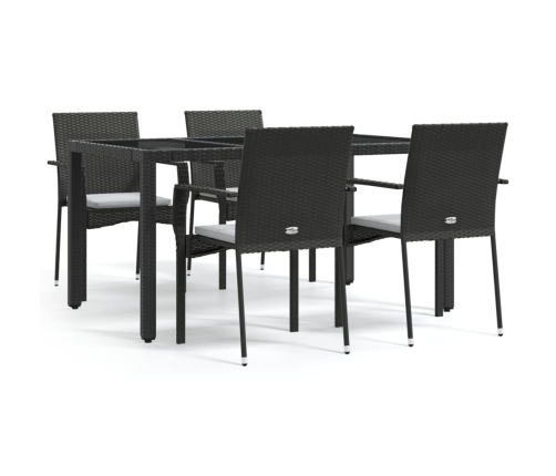Set de muebles jardín 5 pzas con cojines ratán sintético negro