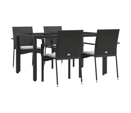 Set de muebles jardín 5 pzas con cojines ratán sintético negro