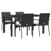 Set de muebles jardín 5 pzas con cojines ratán sintético negro