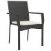 Set de muebles jardín 5 pzas con cojines ratán sintético negro