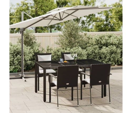 Set de muebles jardín 5 pzas con cojines ratán sintético negro