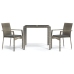 Set comedor de jardín 3 piezas con cojines ratán sintético gris