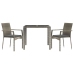 Set comedor de jardín 3 piezas con cojines ratán sintético gris
