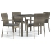 Set comedor de jardín 5 piezas con cojines ratán sintético gris