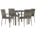 Set comedor de jardín 5 piezas con cojines ratán sintético gris