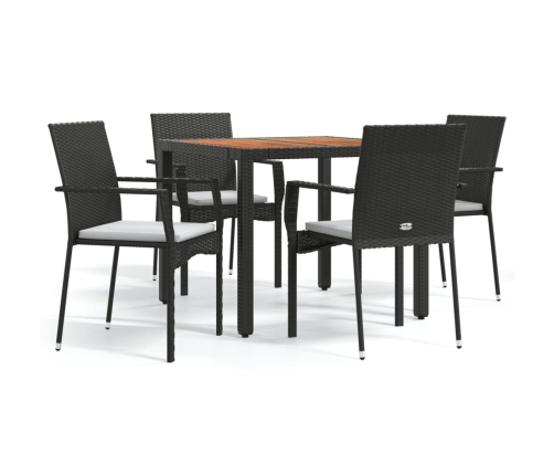 Set de muebles jardín 5 pzas con cojines ratán sintético negro