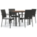 Set de muebles jardín 5 pzas con cojines ratán sintético negro
