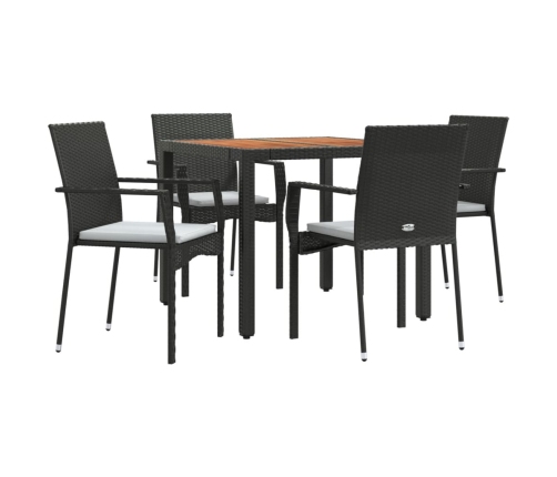 Set de muebles jardín 5 pzas con cojines ratán sintético negro