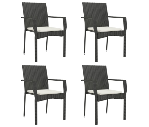 Set de muebles jardín 5 pzas con cojines ratán sintético negro