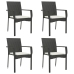 Set de muebles jardín 5 pzas con cojines ratán sintético negro