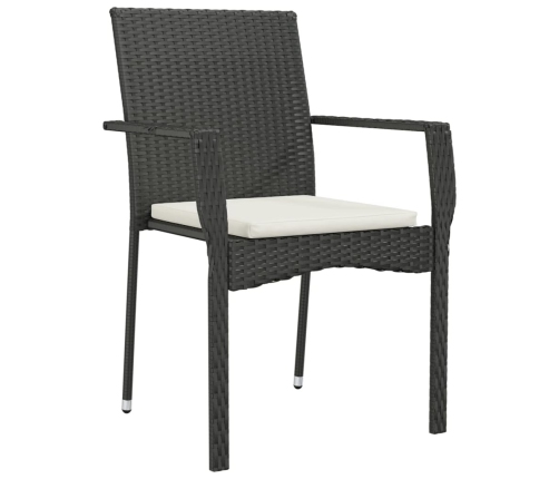 Set de muebles jardín 5 pzas con cojines ratán sintético negro
