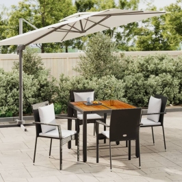 Set de muebles jardín 5 pzas con cojines ratán sintético negro