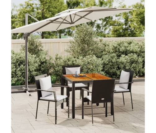 Set de muebles jardín 5 pzas con cojines ratán sintético negro