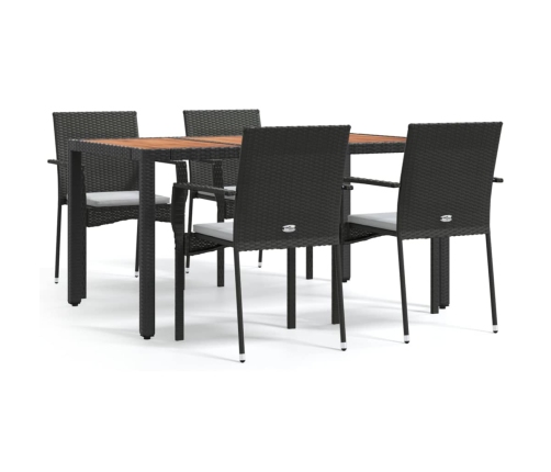 Set de muebles jardín 5 pzas con cojines ratán sintético negro