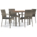 Set comedor de jardín 5 piezas con cojines ratán sintético gris