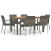 Set comedor jardín 7 pzas y cojines ratán sintético gris