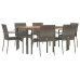 Set comedor jardín 7 pzas y cojines ratán sintético gris