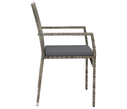 Set comedor jardín 7 pzas y cojines ratán sintético gris