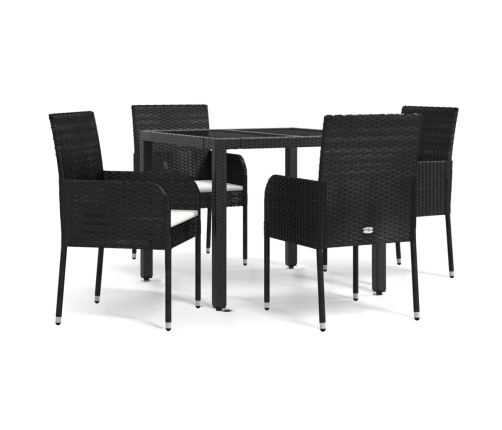 Set de muebles jardín 5 pzas con cojines ratán sintético negro