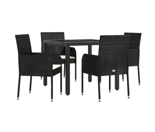 Set de muebles jardín 5 pzas con cojines ratán sintético negro