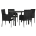 Set de muebles jardín 5 pzas con cojines ratán sintético negro