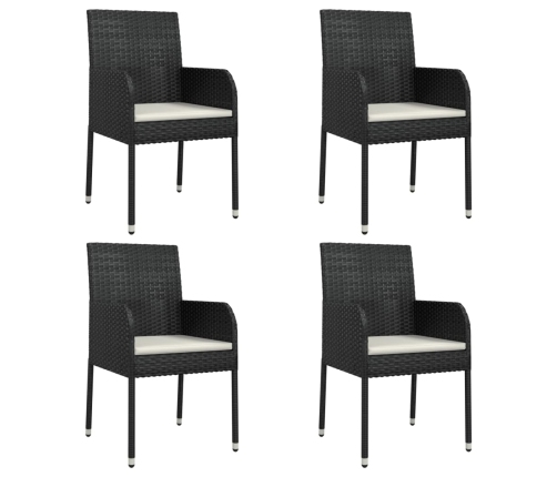 Set de muebles jardín 5 pzas con cojines ratán sintético negro