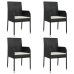 Set de muebles jardín 5 pzas con cojines ratán sintético negro