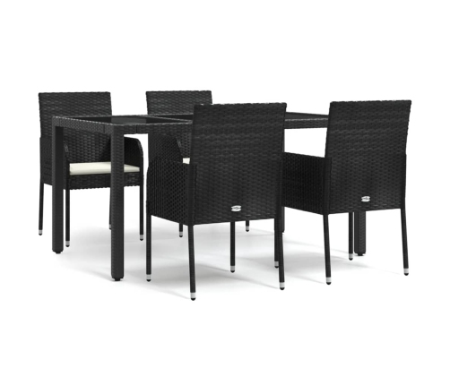 Set de muebles jardín 5 pzas con cojines ratán sintético negro