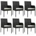 Set de comedor de jardín 7 pzas y cojines ratán sintético negro