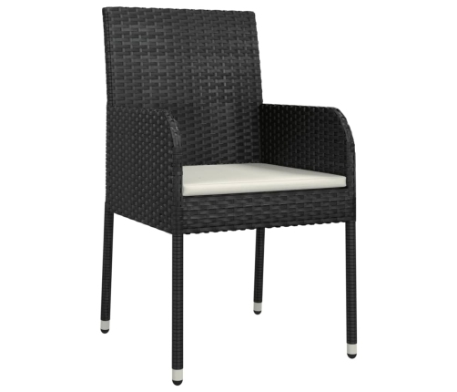 Set de comedor de jardín 7 pzas y cojines ratán sintético negro