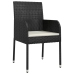 Set de comedor de jardín 7 pzas y cojines ratán sintético negro
