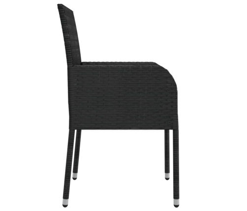 Set de comedor de jardín 7 pzas y cojines ratán sintético negro
