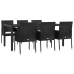 Set de comedor de jardín 7 pzas y cojines ratán sintético negro