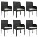 Set de comedor de jardín 7 pzas y cojines ratán sintético negro